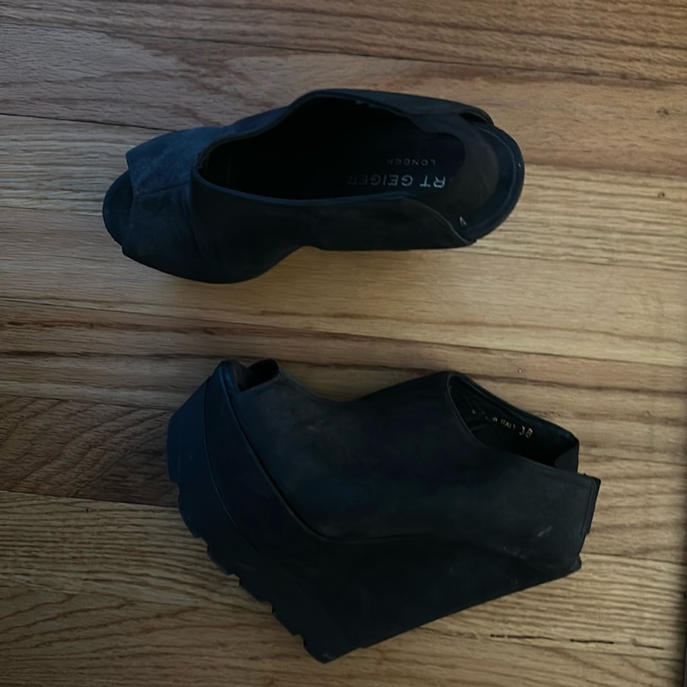 Size 8 or 38 black high top heel wedges